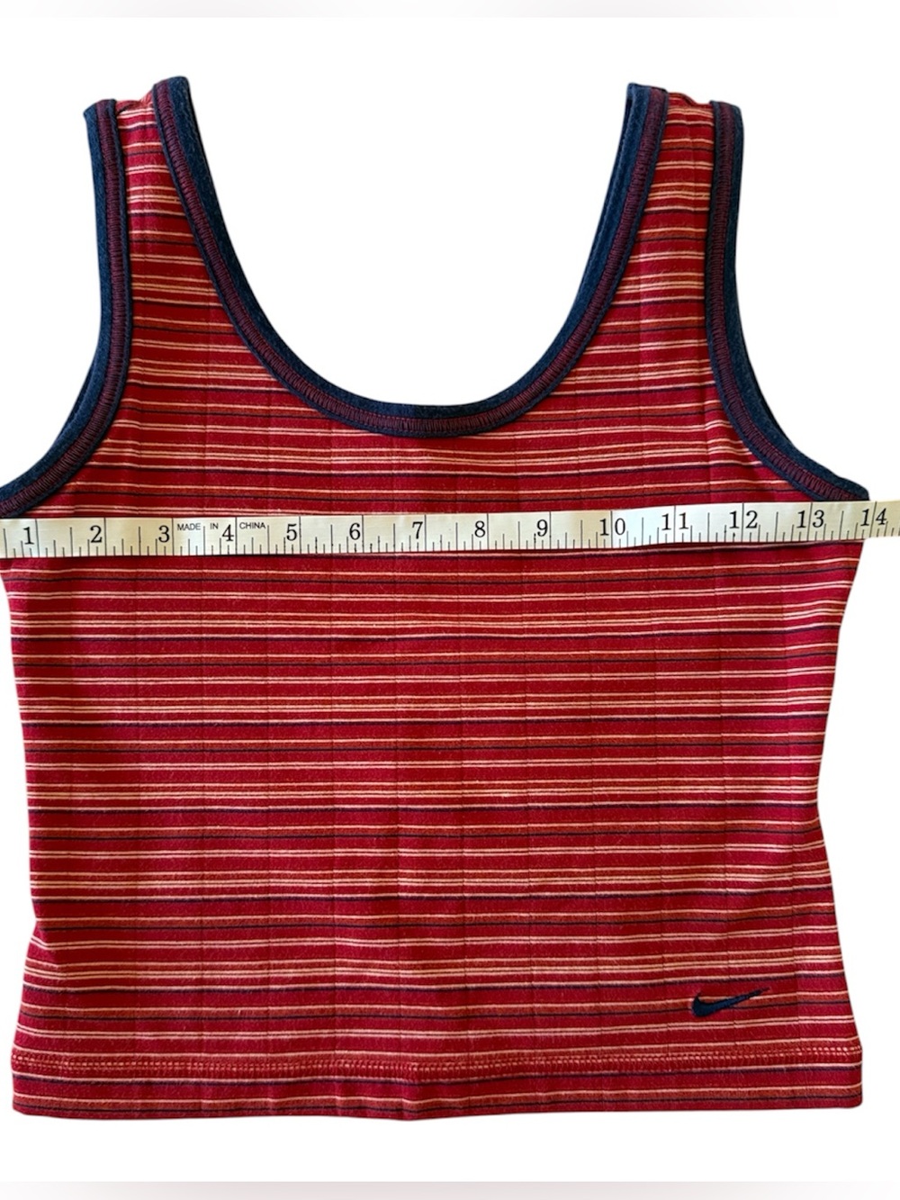 Vintage Nike Red Striped Tank with Navy Trim - Picture 6 of 7